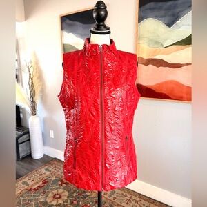 Vibrant Red Vinyl Quilted Vest